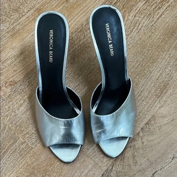 Veronica Beard Mila Silver Metallic Sling Back 8.5 - Picture 4 of 11